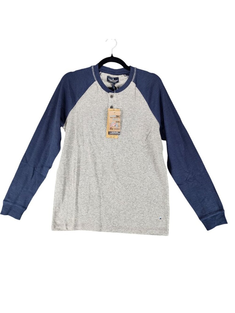 Tailor Vintage Shirt Mens Small Gray & Navy Blue Long Sleeve Jersey Henley *NWT*